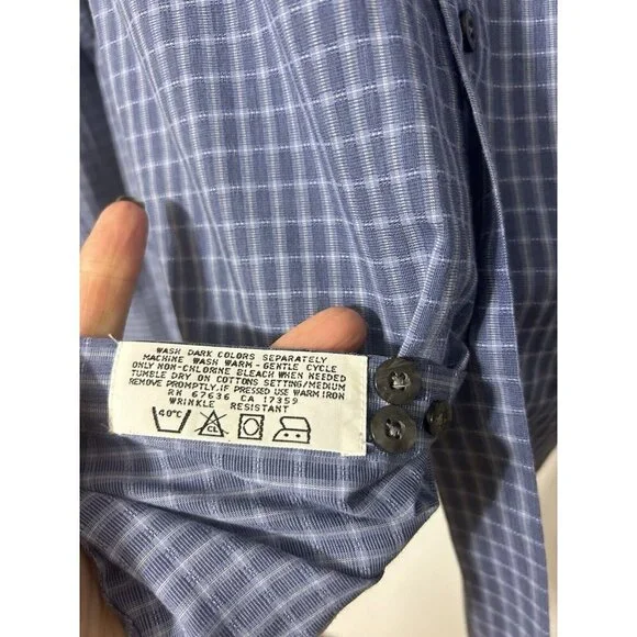 Yves Saint Laurent YSL Men's Blue Cotton Button Up Shirt L 16.5 34-35 - Picture 4 of 6